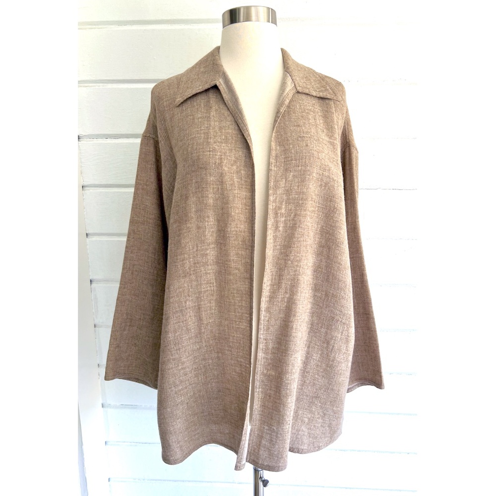 Vintage ZORAN 100% Light Weight Wool Minimalist Over Shirt Open Jacket- O/S
